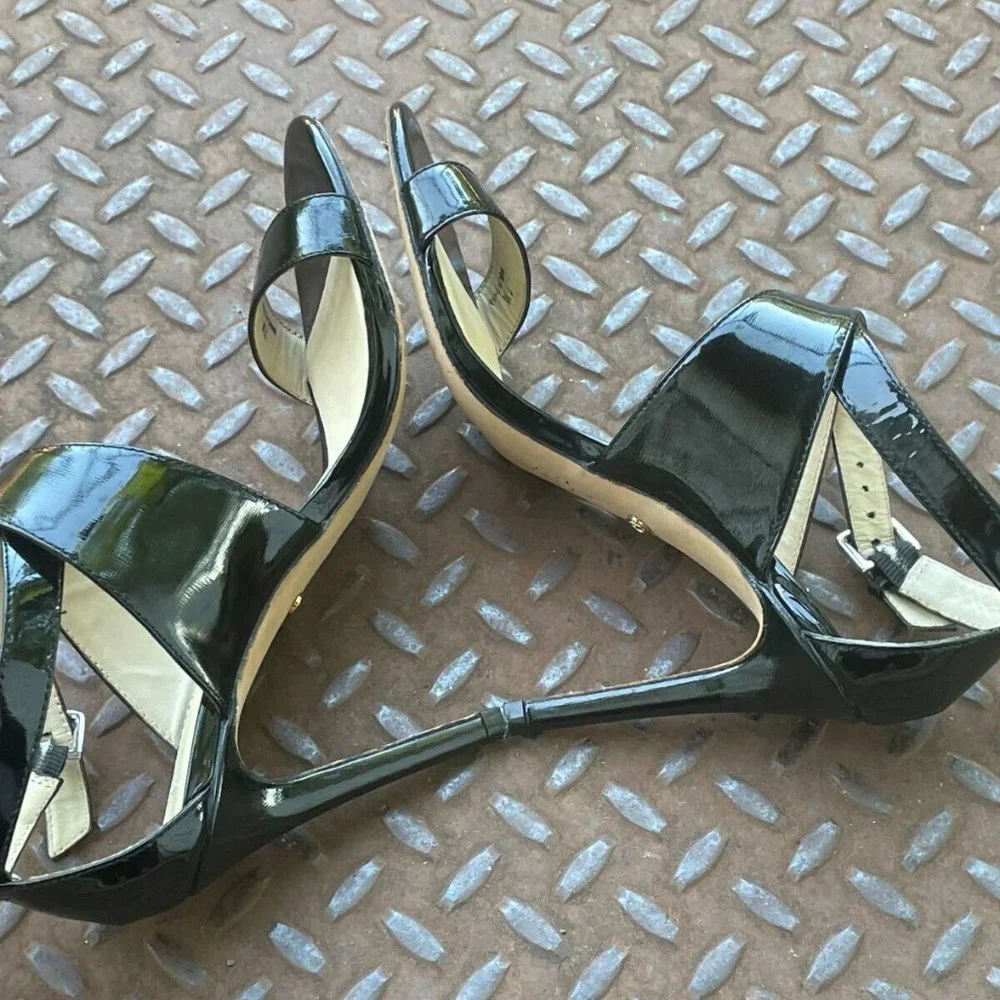 Charles David Women Heel Black Patent Leather Upper Sandal Strappy Shoes Size 7 - Picture 4 of 9